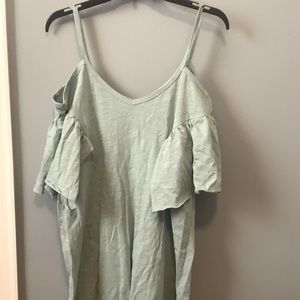 Sage off the shoulder dress
